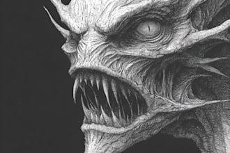 draw dark monster horror art for your commercial