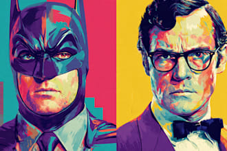 illustrate a superhero pop art portraits