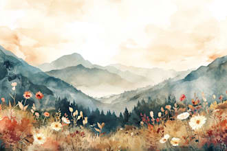 draw a watercolor landscape illustration