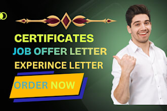 design certificates experience letters and job offer letter