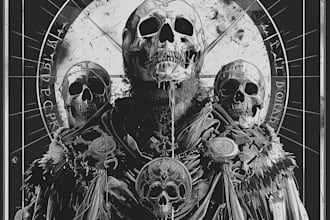 draw black, doom, death metal and occult illustration for band and brands