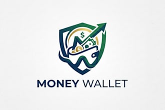 design a modern and unique money wallet logo for your brand