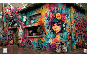 illustrate amazing custom graffiti, wall arts or murals