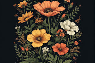 do a botanical watercolor illustration, floral drawing