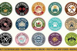 do a circular round, badge, stamp, sticker, label logo design