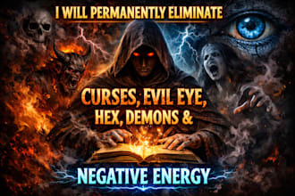permanently eliminate stubborn curses, evil eye, hex, demons and negative energy