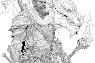craft legendary dnd character line art