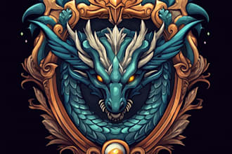 design 3d fantasy initial, icon, emblem logo for game