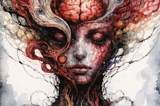 paint unique surrealist watercolor portrait art