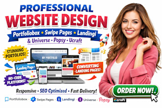 create portfoliobox swipe pages landingi onuniverse popsy ucraft website design