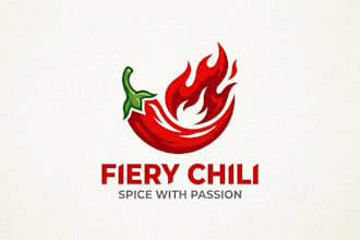 design a spicy and unique red chili logo for your brand