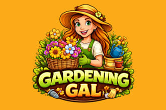 draw silhouette of a woman gardening mascot logo design service