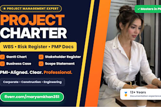 create project charter, wbs, risk register and pmp project documentation