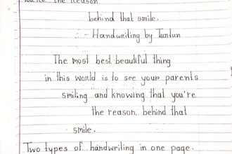 provide excellent clean handwritten letter