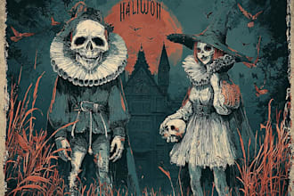 design unique fantasy horror vintage character art
