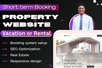 build property management website vacation rental with booking, real estate site