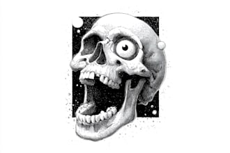 draw skull or retro cartoon character
