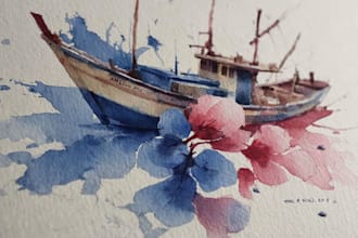 drawn artistic watercolor art