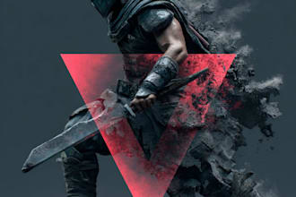 do a dark 2d warrior gaming logo reveal