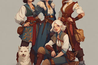 illustrate full dnd party with realistic textures lighting