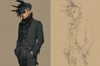 make a gothic punk dark fantasy character illustration