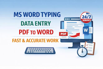 do fast and accurate ms word typing and data entry