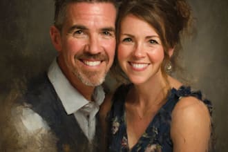 illustrate a romantic family couple portrait