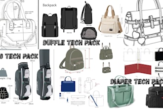 design bag tech pack for backpack, duffel bag, golf bag and handbag