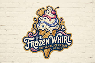 design a fun and delicious ice cream logo for your brand