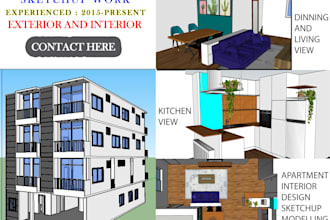 make sketchup 3d models for architecture, house and interior design