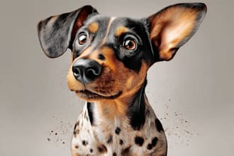 make a pet portrait, dog portrait, cat portrait oil painting