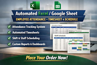 create automated excel, google sheet employee attendance, timesheet and schedule