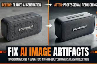 fix ai image artifacts, correct text, and retouch for ecommerce
