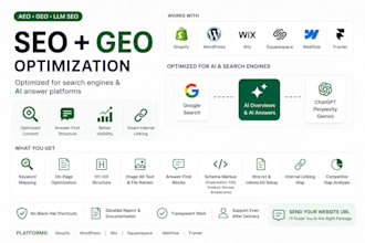 onpage SEO GEO optimization for shopify wordpress wix squarespace webflow framer