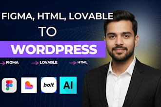 convert figma, HTML, ai or lovable design to wordpress website