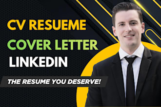 write professional resume, CV, cover letter and linkedin