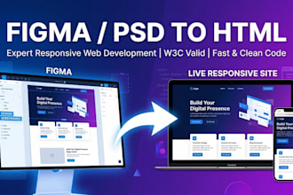 convert figma, PSD, or xd design to HTML or react website