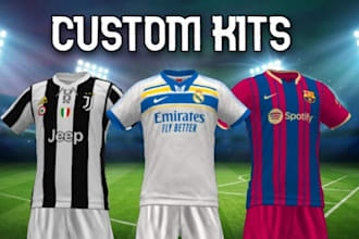 design  soccer kits for your video game, pes, fifa, fm24, fm26