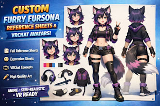 craft furry,fursona,reference sheet,vrchat 3d model,anime nsfw, vrchat