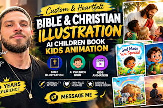 do bible and christian illustration, ai children book, kids animation