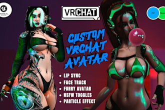do custom vrchat avatar, vrc avatar, furry 3d model, nsfw VR character rigging