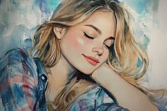 draw realistic illustration in watercolor