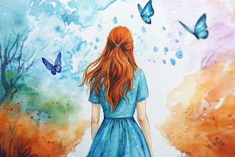 draw illustration and clip art in watercolor style