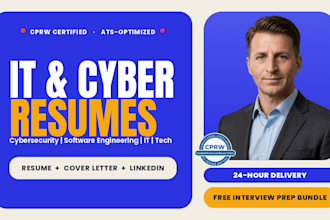 write ats resume and cover letter for IT, cybersecurity, and software engineers
