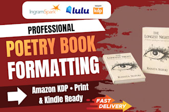 format, design poetry book, memoir, poem, fiction and manuscript formatting