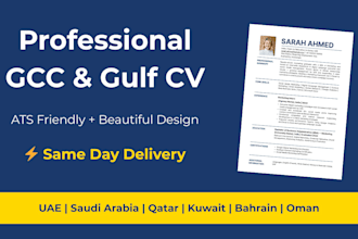 write an ats friendly professional CV for gcc and gulf jobs