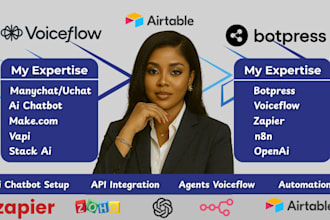 make n8n ai automation,ai expert, botpress,voiceflow ai chatbot, manychat expert