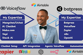 make n8n ai automation,ai expert, botpress,voiceflow ai chatbot, manychat expert