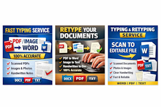 provide fast typing job, retype scanned documents, your typist
