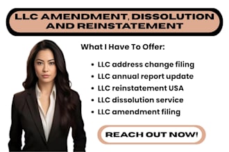 do llc amendment, llc dissolution, llc reinstatement, llc address change